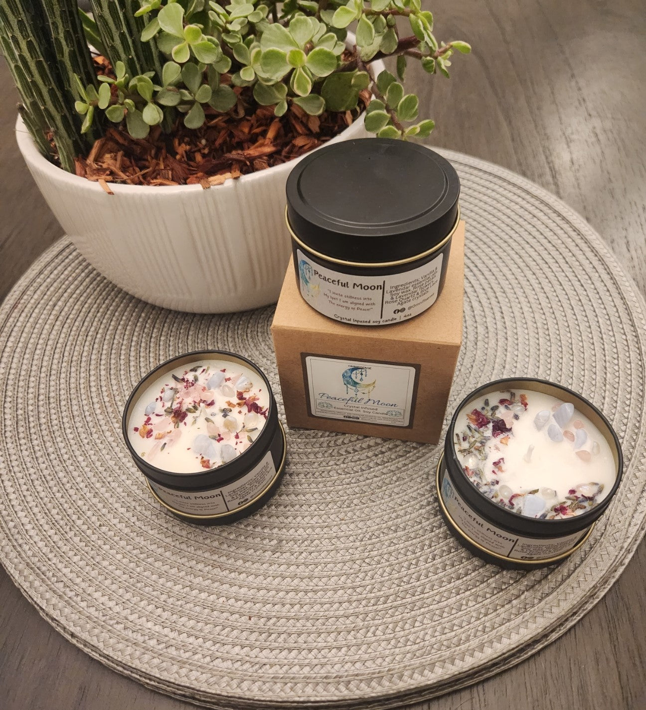 Peaceful Moon Crystal Essential Oil Candle 4oz