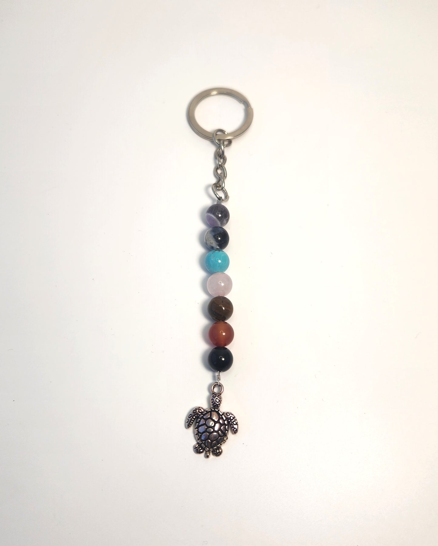 8mm Chakra Keychain with Turtle Pendant