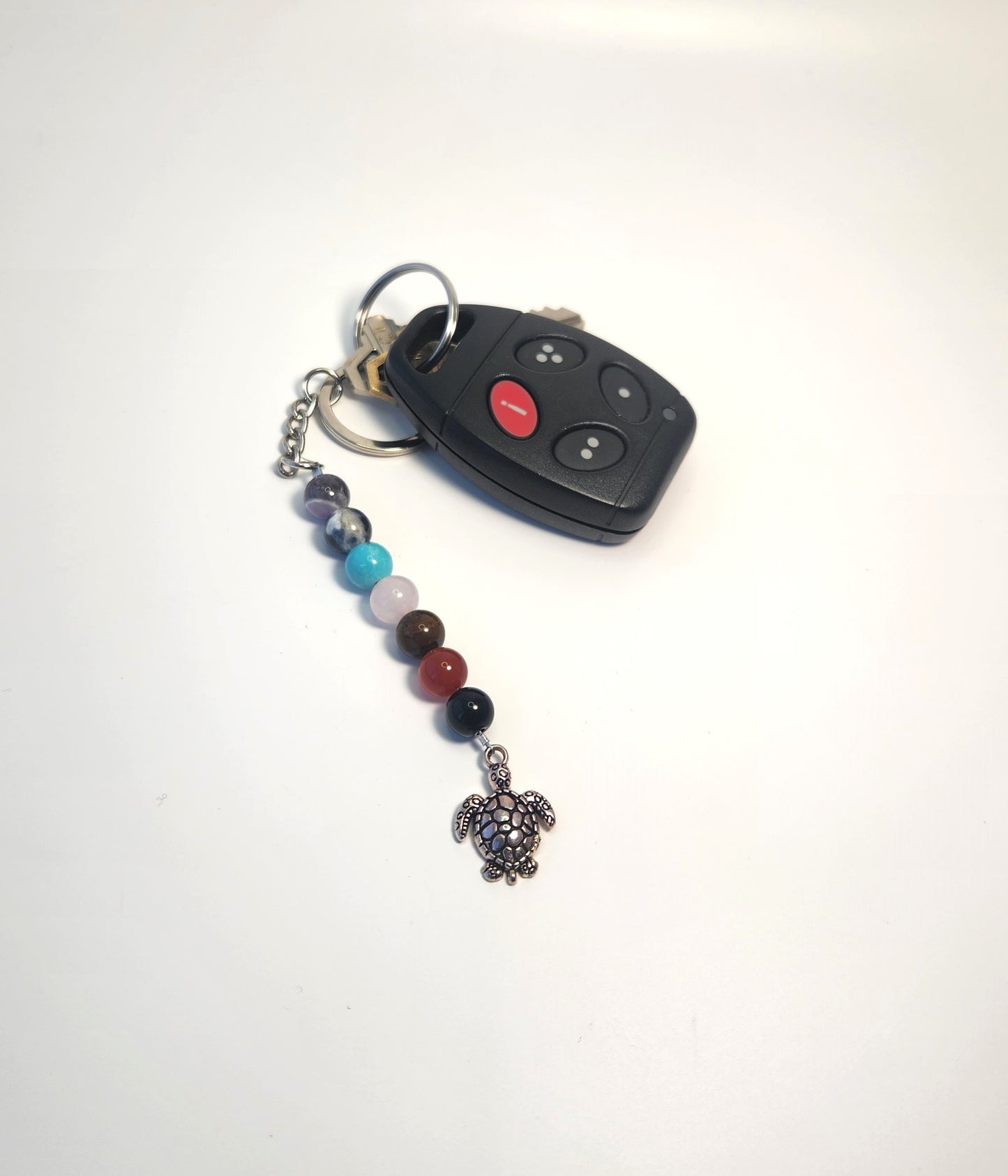 8mm Chakra Keychain with Turtle Pendant