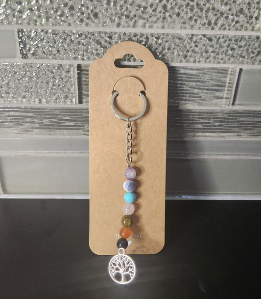 8mm Chakra Keychain with Tree of Life Pendant