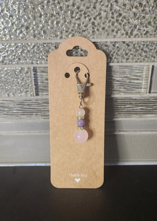 Rose Quartz & Amethyst Keychain/Bag Charm